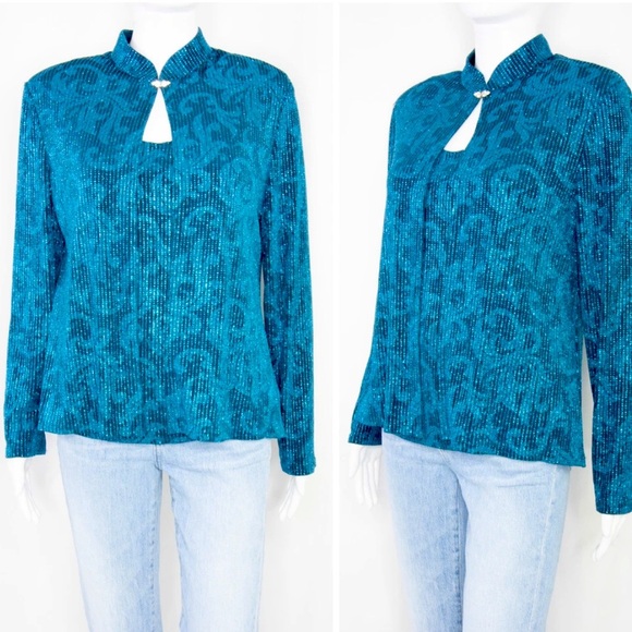 R&M Richards blue blazer jacket and tank top, size 10P - Picture 9 of 9